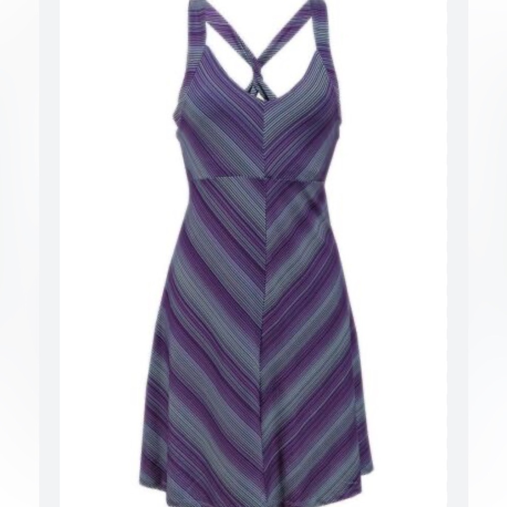 Tehama blue Purple Stripe Fit & Flare Travel Outdoor Sun Dress- Sz S